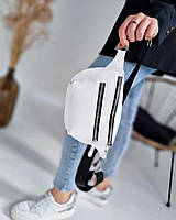 Біла жіноча сумка-бананка. Класна сумочка на пояс або через плече., фото 4