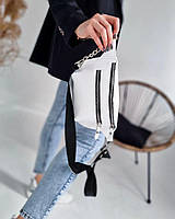 Біла жіноча сумка-бананка. Класна сумочка на пояс або через плече., фото 2