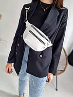 Біла жіноча сумка-бананка. Класна сумочка на пояс або через плече., фото 6