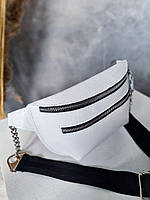 Біла жіноча сумка-бананка. Класна сумочка на пояс або через плече., фото 5