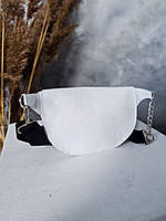 Біла жіноча сумка-бананка. Класна сумочка на пояс або через плече., фото 3