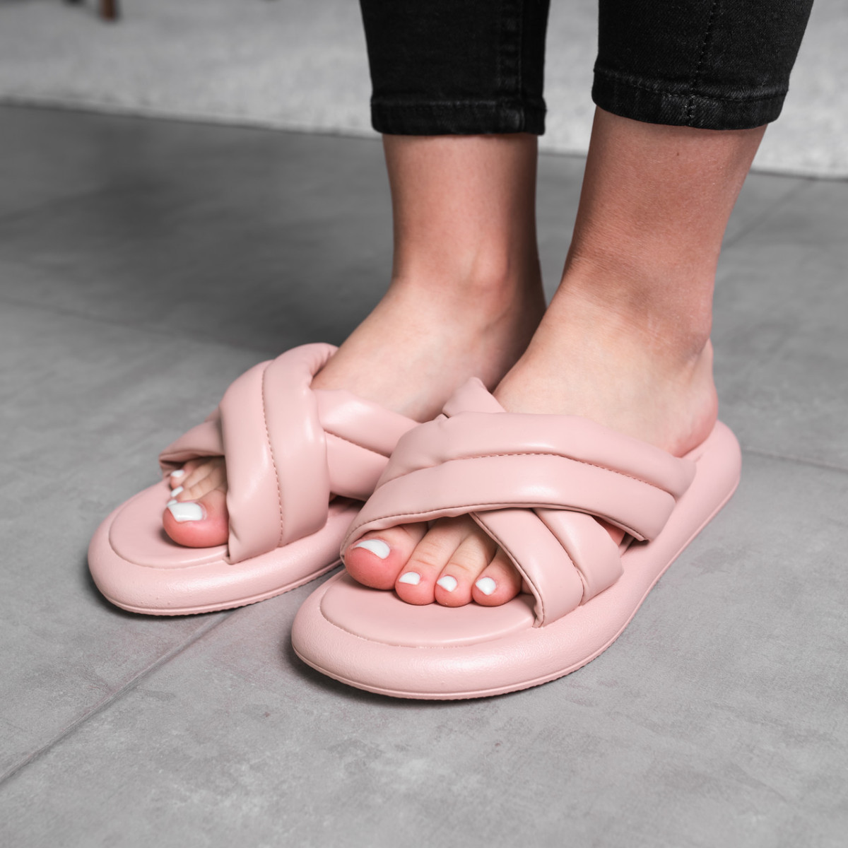 Шльопанці жіночі Fashion Sadie 3672 38 розмір 24,5 см Бежевий ID 4329605