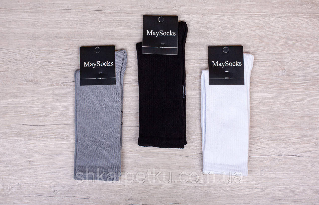 Чоловічі високі шкарпетки MaySocks бавовна, демісезонні , висока резинка спортивні 40-46, 12пар\уп. асорті