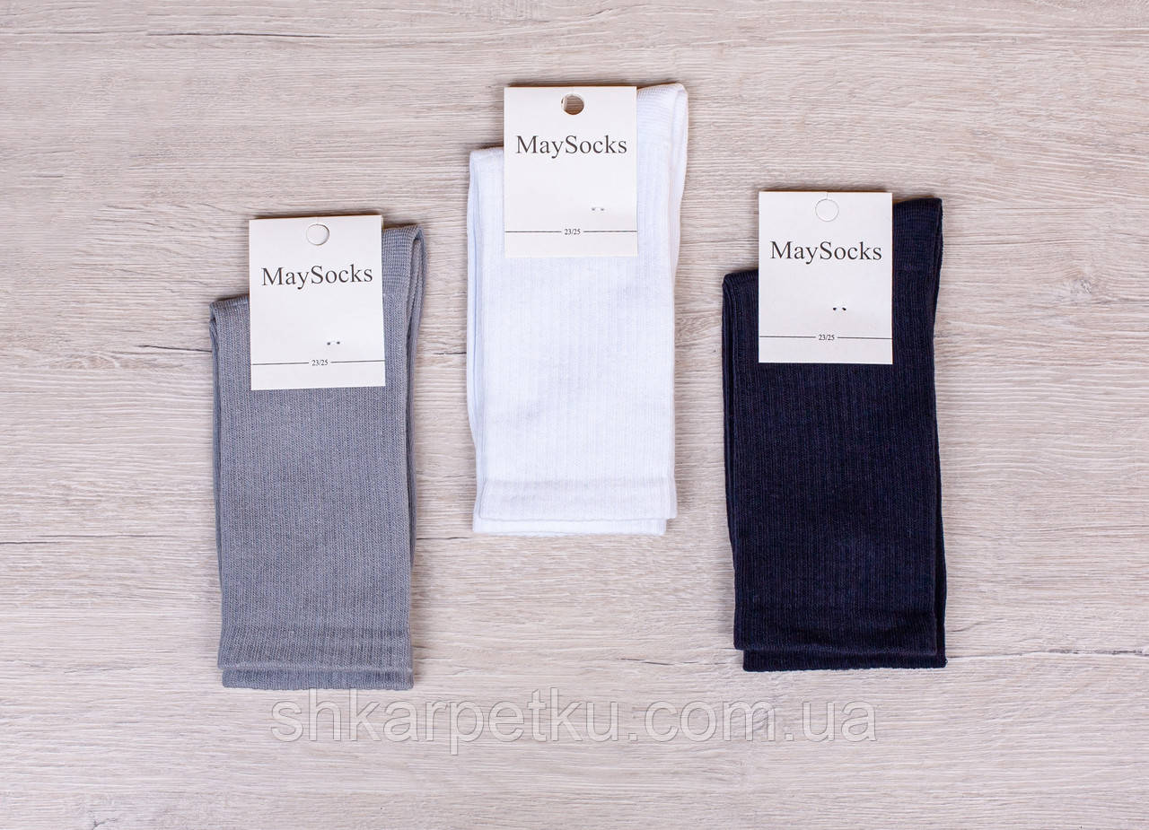 Жіночі високі шкарпетки MaySocks бавовна, демісезонні , висока резинка спортивні 36-40, 12пар\уп. асорті, фото 1