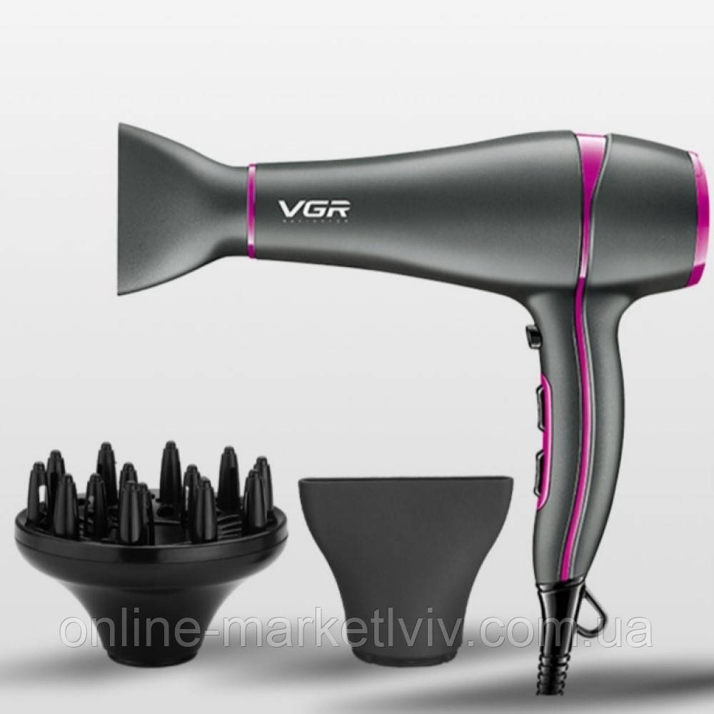 Фен для волосся з насадками, VGR V 402 / Професійний фен для укладання волосся