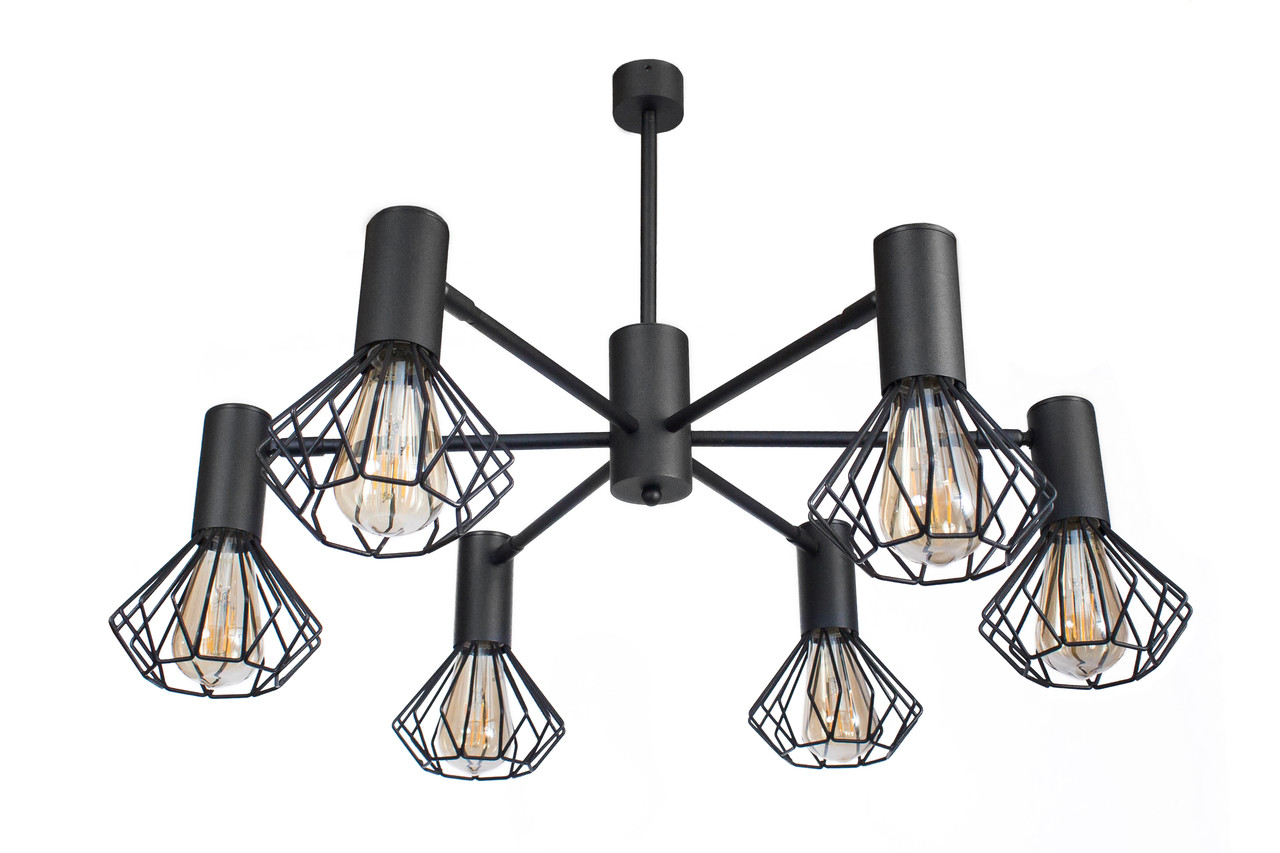Люстра лофт чорна 6 лампи Е27 Diadem NL 22152-6 BK, фото 1