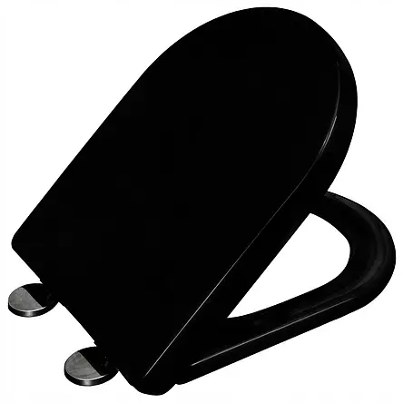 Сидіння для унітаза з плавним закриванням, стільчик EasyClean Black, мікроліфт, чорний колір, фото 1