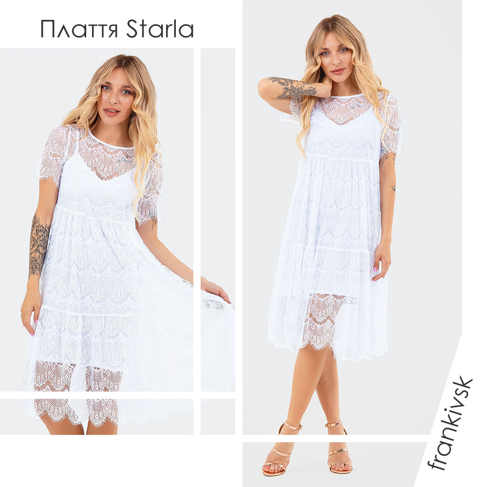 Неповторне нарядне жіноче мереживне плаття на літо, біле