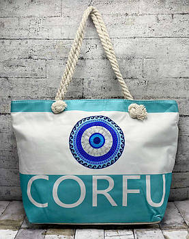 Сумка жіноча на пляж модна в смужку на блискавці 50*35 см стильний літній принт Luna