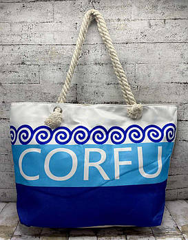 Сумка жіноча на пляж в смужку на блискавці 50*35 см літній принт Luna