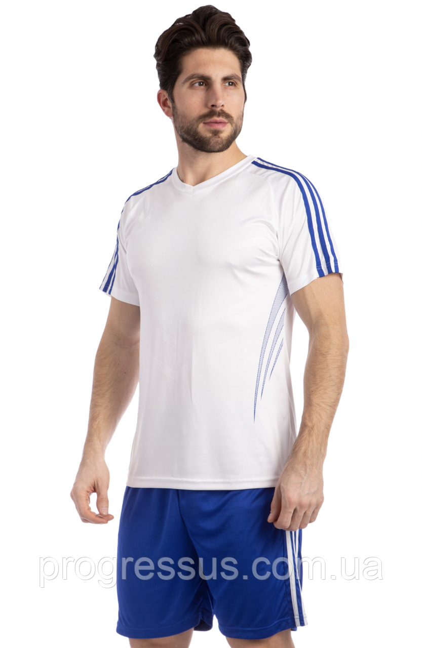 Футбольна форма чоловіча біло-синій L-XL/футбольна форма для команди/футбольне екіпірування