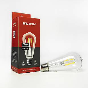 Світлодіодна лампа ETRON Filament 1-EFP-164 ST64 E27 7W 4200K прозора