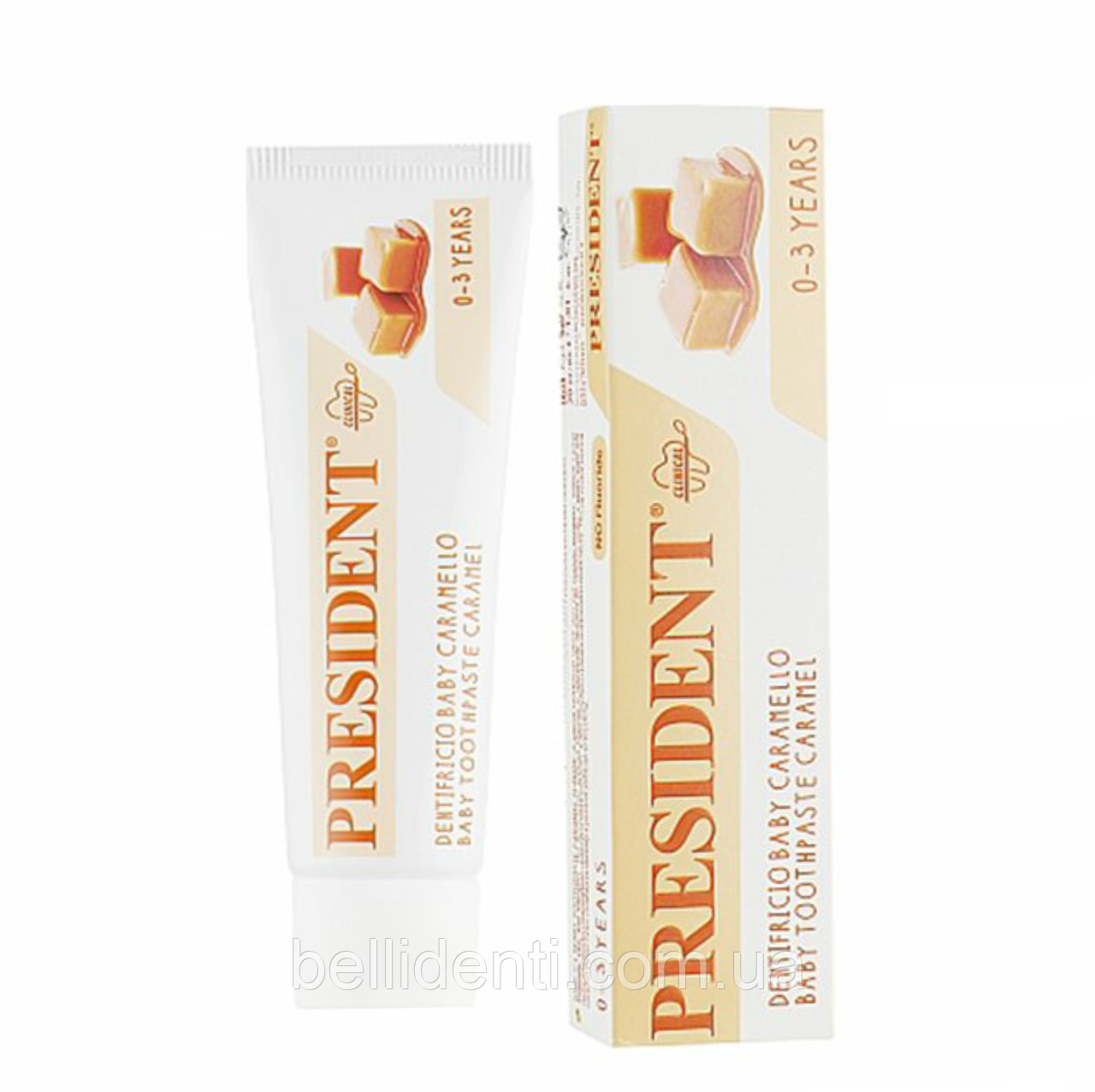 Дитяча зубна паста PRESIDENT BABY CARAMEL без фтору (від 0 до 3 років) карамель 30 мл