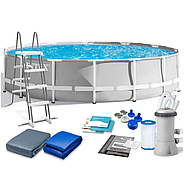 Каркасний круглий басейн (457 x 122 см, 16805 л) Intex 26726 Сірий (повна комплектація), фото 2