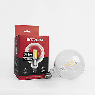 LED лампа ETRON Filament 1-EFP-174 G125 E27 20W 4200K clear glass