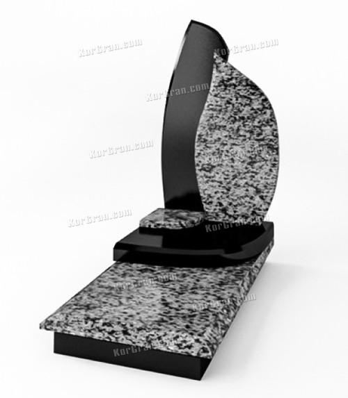 Памятник черный с серым гранитом "Две капли" (комбинированный, фигурный) - фото 1 - id-p1626312344