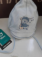Голубая, хлопковая шапочка для новорожденного Iltom ,размер 46