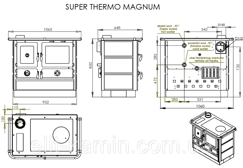 Купити Піч з водним контуром MBS Super Thermo Magnum (21 кВт), ціна 73800 ₴  - Prom.ua (ID# 31979552)