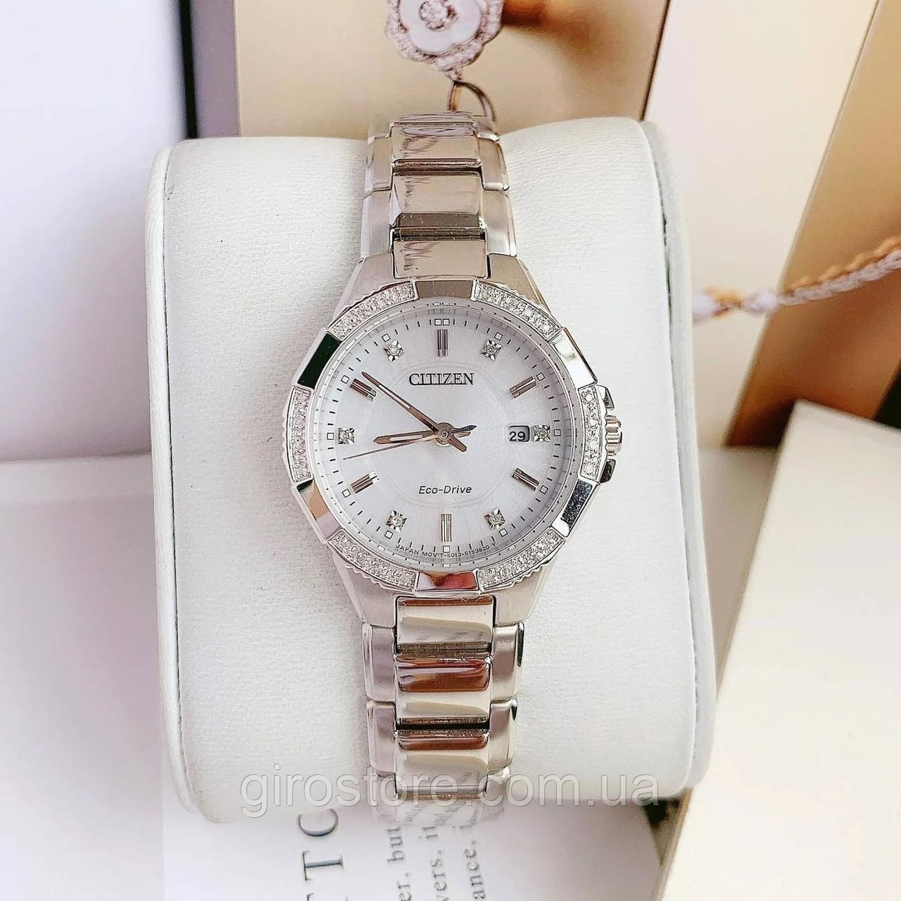 Жіночий годинник із 30 діамантами Citizen Riva Diamond зі срібним циферблатом EW2460-56A, фото 1