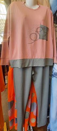 Жіночий прогулянковий костюм брюки рожнвий 3XL рожевий, Виберіть розмір, фото 2