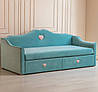 Дитячий диван для щоденного сну MeBelle BELVAL 90х190 з висувними ящиками, бірюзовий, світло-рожевий велюр, фото 2