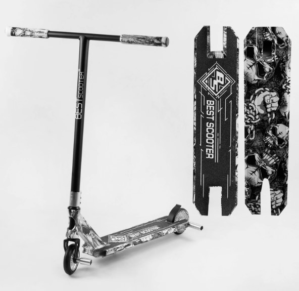 Трюковий самокат Best Scooter колеса 110 мм, HIC-система, ПЕГІ, алюмінієвий диск і дека, ширина керма 60 см