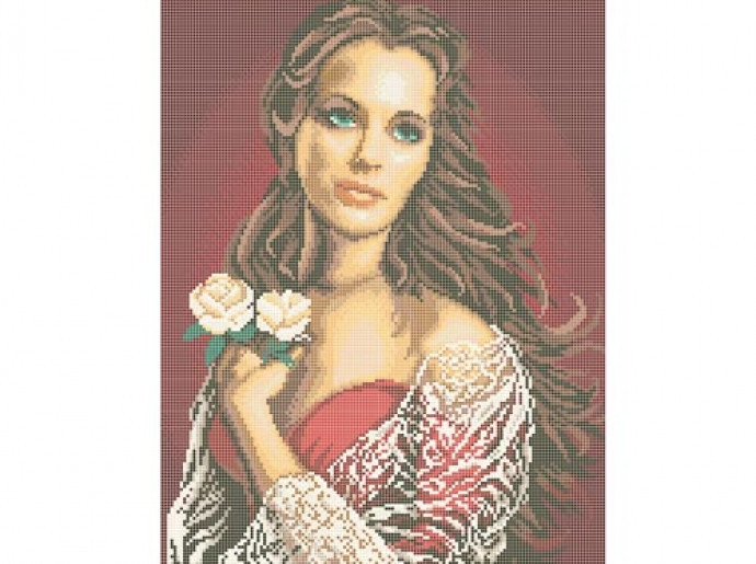 Схема для вишивки бісером "Девушка с розами", фото 1
