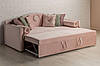 Дитячий диванчик розкладний дизайнерський MeBelle LAVALLE 90х190 двоспальний, пудрово-рожевий велюр, фото 5