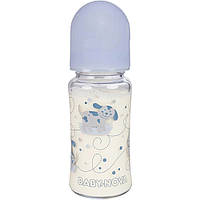 Бутылочка стеклянная "Декор" с широким горлышком голубая 230 мл Baby-Nova 0m+ (2100039663868)
