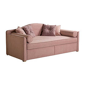 Дитячий диван-ліжко з матрацом MeBelle LAVALLE 90х190 з ящиками для речей, світло-рожевий велюр