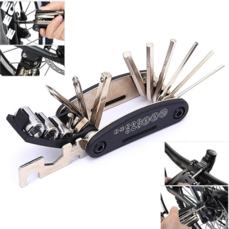 Велосипедний мультитул 15в1, набір ключів для ремонту велосипеда чорний