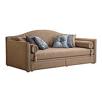 Мягкий диван кровать для подростка MeBelle LAVALLE 90х190 с ящиками для вещей, светло-коричневый, беж велюр