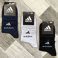 Носки мужские демисезонные х/б спортивные Adidas, Athletic Sports, средние, ассорти с серым, 12559