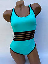 ОПТ Суцільний купальник із сіткою Z.Five 86290 м'ятний на 44 46 48 50 розмір, фото 5