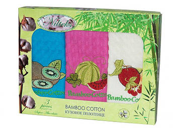 Набір рушників кухня Nilteks Bamboo-Cotton 3*40х60см 3520_bamboo_cotton_3ka_arbuz_fru