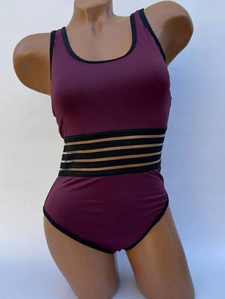 ОПТ Суцільний купальник із сіткою Z.Five 86290 36-44 бордовий на 44 46 48 50 укр розміри, фото 1