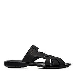 Шлепанці чоловічі шкіряні чорні Cardio