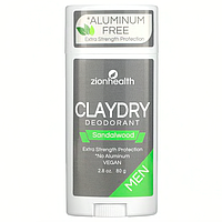 Zion Health, Мужской дезодорант ClayDry, сандал, 80 г