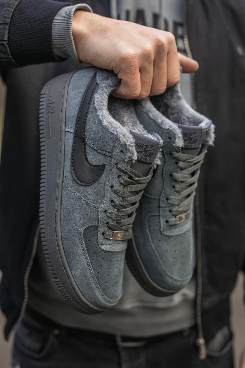 Кросівки чоловічі сірі зимові Nike Air Force (01044)