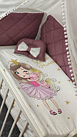 Комплект сменного постельного белья "Принцесса" балдахин, одеяло, подушка, бортики