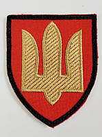 Шеврон Трезубец ВСУ ТРО красный Размер 7.5×6.5 на липучке, военный армейский шеврон, ткань саржа
