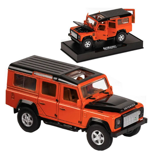 Детская машина игрушка Land Rover Defender джип моделька металлическая коллекционная 15 см Оранжевый (59502)