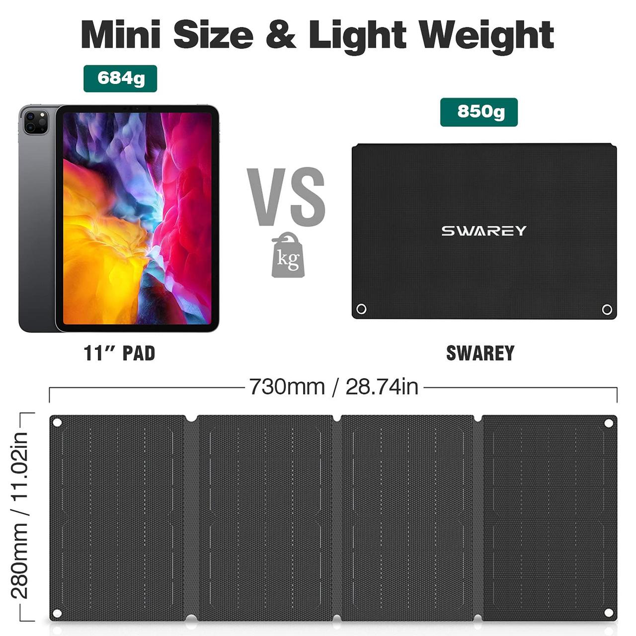 Сонячний зарядний пристрій SOLAR BS-030 розкладна панель IP67, 30 W