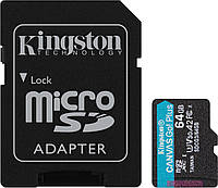 Картка пам'яті MicroSDXC 64 GB Kingston Canvas Go! Plus class 10 UHS-I U3 V30 + adapter SD (SDCG3/64GB)