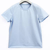 Базовая женскиая футболка голубая однотонная без принта хлопок 95%, еластан 5% - ТМ Ладан 48