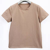 Базова футболка жіноча однотонна без принта свіло-коричневого кольору з польської тканини стрейч кулір з еластаном, Лада 42