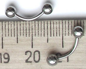 Для прикрашання пірсингу сосків 8 мм із кульками 4 мм (ціна за 1 шт.) Медична сталь., фото 2