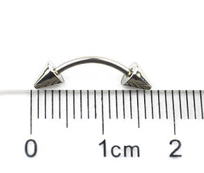Мікробанан 8 мм із конусами 4 мм для пірсингу брови. Медична сталь., фото 2