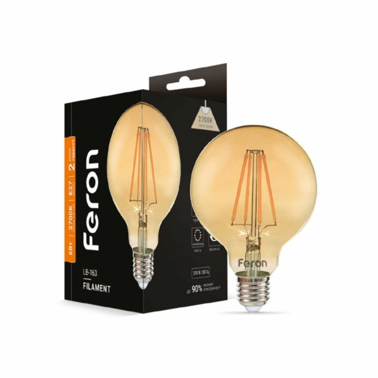 Світлодіодна лампа Feron LB-163 G95 6 W E27 2700 K ЗОЛОТІ