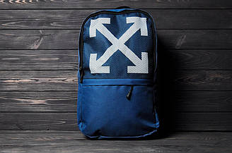 Рюкзак чоловічий жіночий off-white міський спортивний синій портфель оф вайт молодіжний сумка